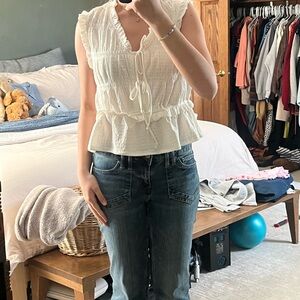 Time and Tru White Ruffle Peplum Blouse